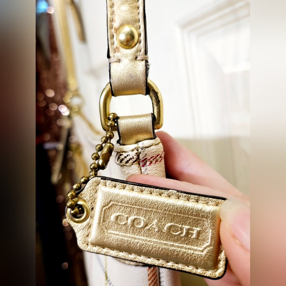 Coach peyton tattersall white gold multicolor crossbody purse shoulderbag - Picture 9 of 13